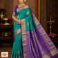Dual Tone Saree – Emerald Green & Royal Violet with Rich Gold Zari Pallu