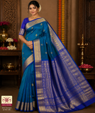 Dual Tone Saree – Peacock Blue & Royal Blue with Grand Zari Pallu