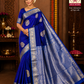 Royal Blue & Silver Blue Pure Handloom Silk Kanjivaram Saree