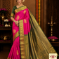 Dual Tone Saree – Rani Pink & Bottle Green with Rich Zari Weaving