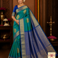 Dual Tone Saree – Emerald Green & Royal Blue Zari Weave