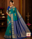Dual Tone Saree – Emerald Green & Royal Blue Zari Weave