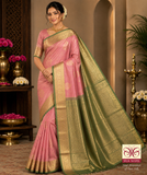 Dual Tone Saree – Blush Pink & Sage Green Zari Weave