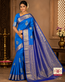 Kanjivaram Saree – Blue & Royal Blue Dual Tone