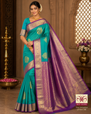 Kanjivaram Saree – Aqua Green & Magenta Purple Dual Tone
