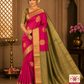 Dual Tone Saree – Deep Blush Pink & Sage Green with Rich Gold Zari
