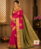 Dual Tone Saree – Deep Blush Pink & Sage Green with Rich Gold Zari