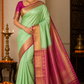 Kanjivaram Saree – Mint Green with Magenta Pink Rich Zari Pallu