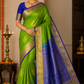 Kanjivaram Saree Dual Tone– Parrot Green & Royal Blue with Rich Gold Zari Weaving