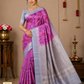 Pure Handloom Silk Pochampally Saree – Orchid Pink Floral Ikat with Silver Grey Pallu