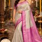Silver with Pink Colour Brocade Kanjivaram Pure Silk Saree