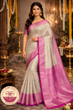 Silver with Pink Colour Brocade Kanjivaram Pure Silk Saree