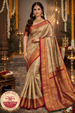 Antique Gold floral Meenakari Pure Kanjivaram Handloom Silk Saree
