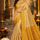 Soft Gold Tissue with Mustard Gold Zari Border Pure Kanjivaram Handloom Silk Saree