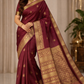 Handloom Pure Kanjivaram Silk Saree – Regal Maroon with Rich Gold Zari