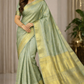 Elegant Pastel Green Handloom Pure Kanjivaram Silk Saree