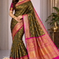 Dual Tone Green with Maroon Color Kanjivaram Pure Silk Saree