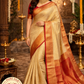 Champagne Gold & Royal Red Bridal Pure Kanjivaram Handloom Silk Saree