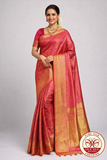 Crimson Pink Pure Kanjivaram Handloom Silk Saree