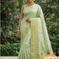 Ivory Green pastel Elegance - Pure Handloom Kanjivaram Silk Saree