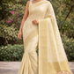 Classic ivory cream shade Pure Handloom Kanjivaram Silk Saree .