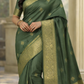 Elegant Olive-Moss Green Pure Kanjivaram Silk Saree with Antique Gold Zari