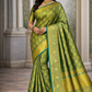 Elegant Olive-Moss Green with Turquoise Zari Accents