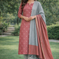 Rose Pink Silk Cotton Suit Set with Minimal Butta & Contrast Dupatta