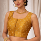 Mustard Gold Zari Butta Ready-Made Stretchable Blouse (32–42 Size) with Attached Sleeves