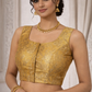 Gold Banarasi Brocade Ready-Made Stretchable Blouse (32–42 Size) with Attached Sleeves