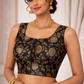 Black Banarasi Brocade Ready-Made Stretchable Blouse (32–42 Size) with Attached Sleeves