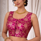 Magenta pink Banarasi Brocade Ready-Made Stretchable Blouse (32–42 Size) with Attached Sleeves