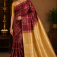 Elegant Maroon Pure Soft Silk Handloom Saree with Antique Gold Pallu