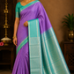 Orchid Purple & Aqua Green Pure Silk Handloom Soft Silk Saree