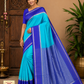 Elegant Aqua Blue & Royal Purple Pure Silk Handloom Soft Silk Saree with Rich Zari Border