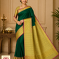 Pure Mysore Silk Saree in Emerald Green & Antique Gold with Rich Zari Border