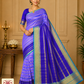 Pure Mysore Silk Saree in Royal Violet & Aqua Blue with Gold Zari Stripes