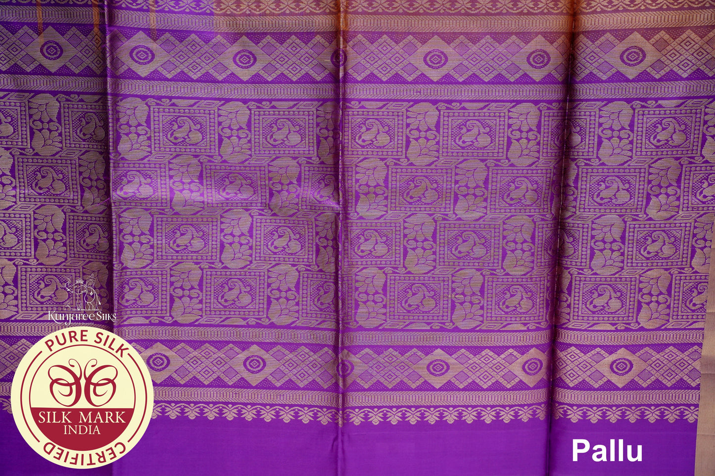 Yellow with Purple Color Pure Silk Saree