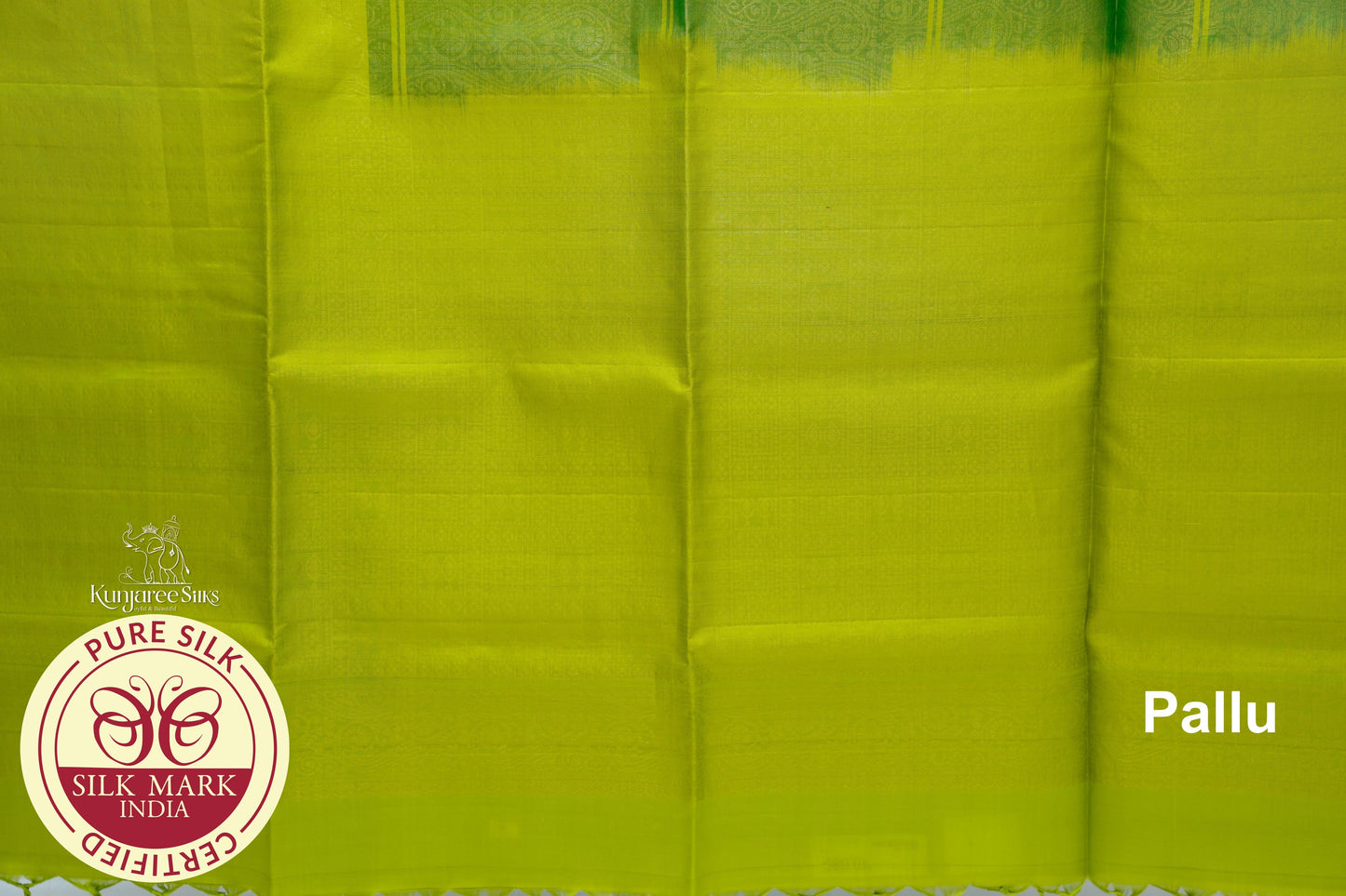 Green with Lime Color Pure Silk Saree