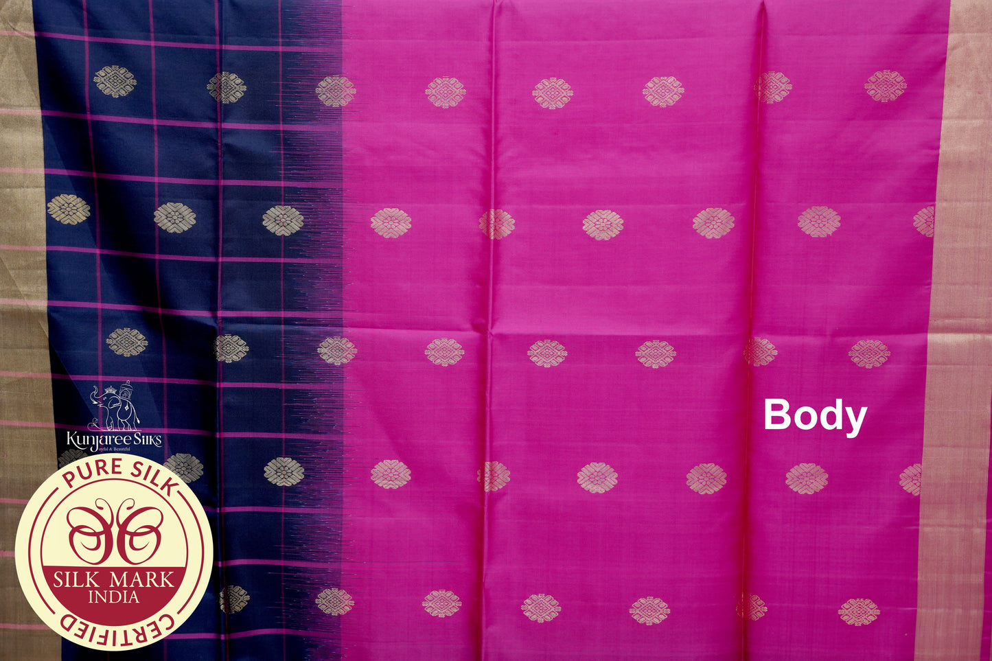 Rani Pink with Navy Blue Color Pure Silk Saree