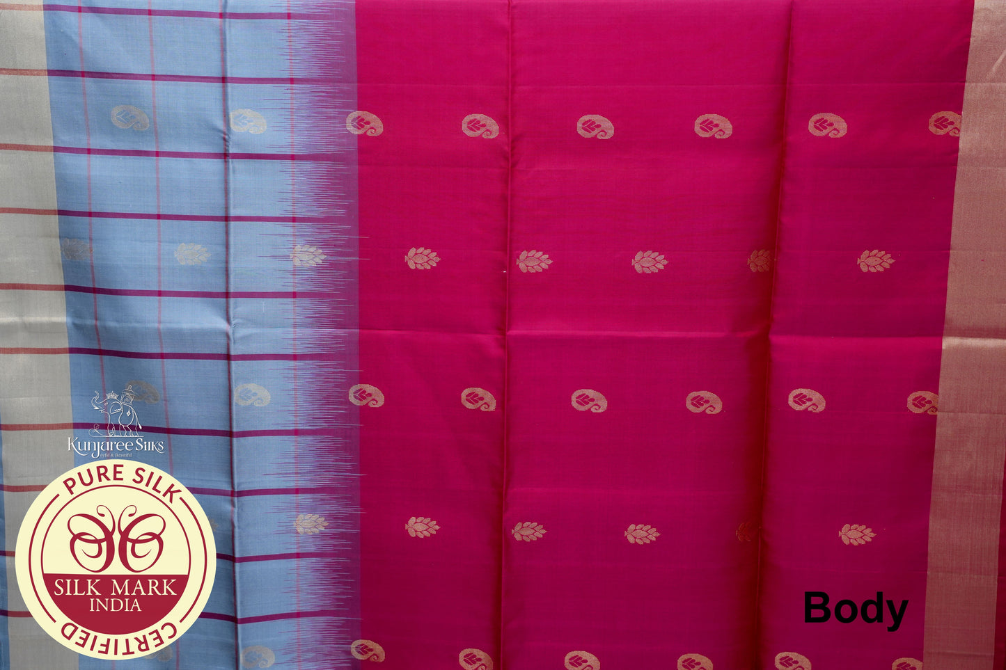 Rani Pink with Grey Color Pure Silk Saree