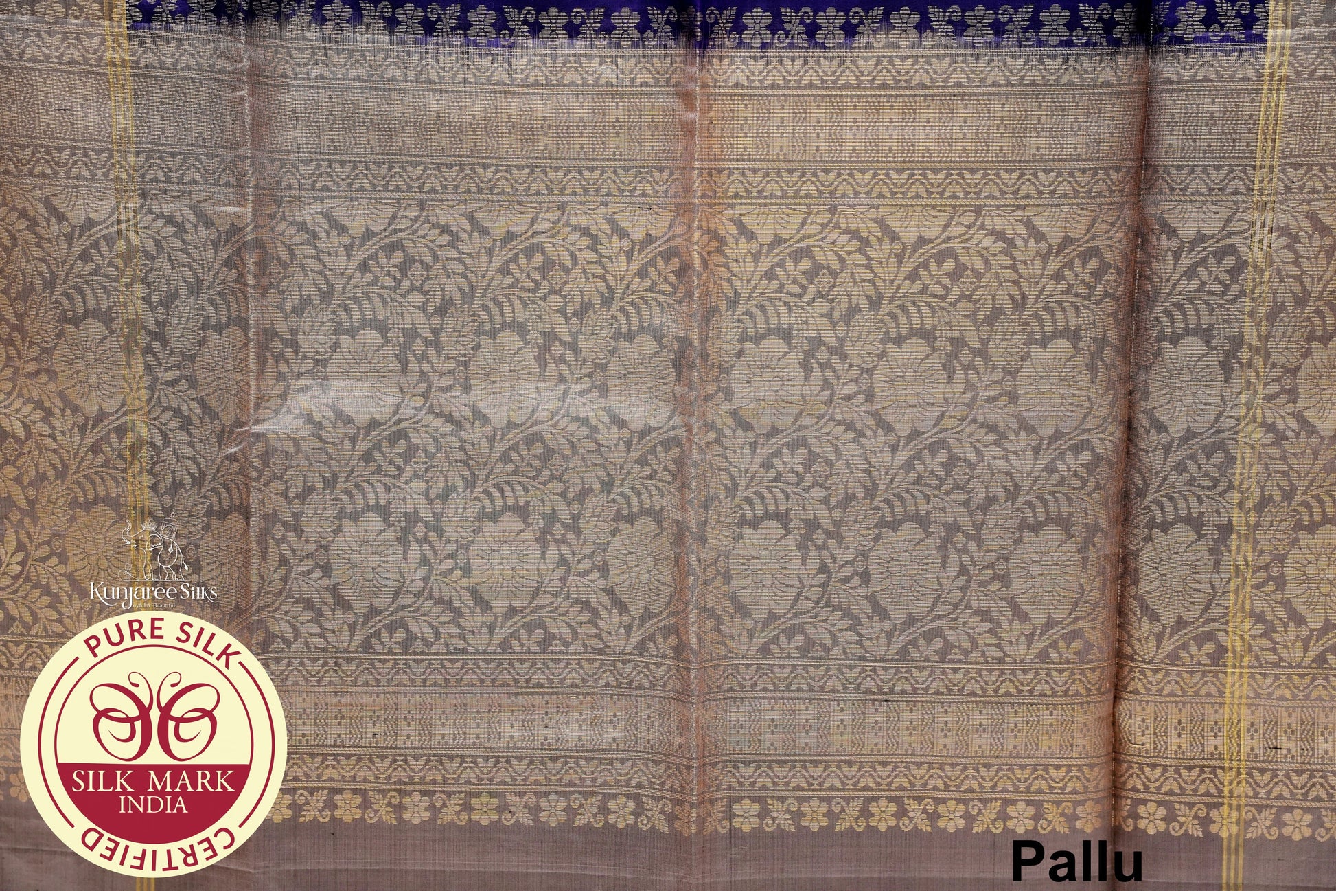 Biscut Brown With Voilet Pure Silk Saree