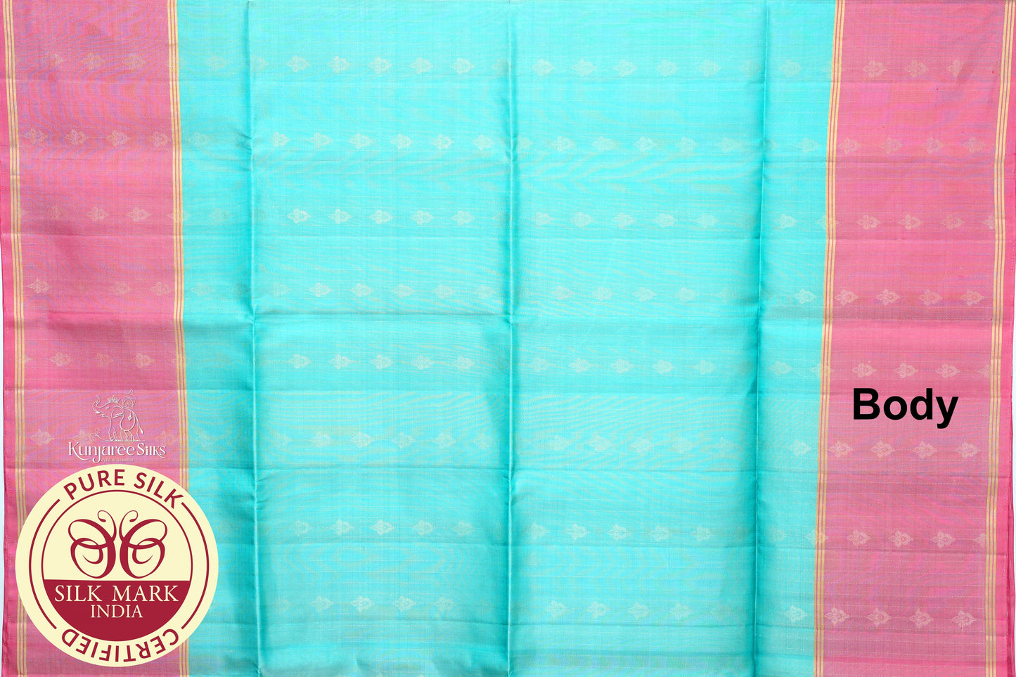 Teal Blue with Baby Pink Color Pure Silk Saree