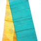 Yellow with Teal Blue Color Pure Silk Saree