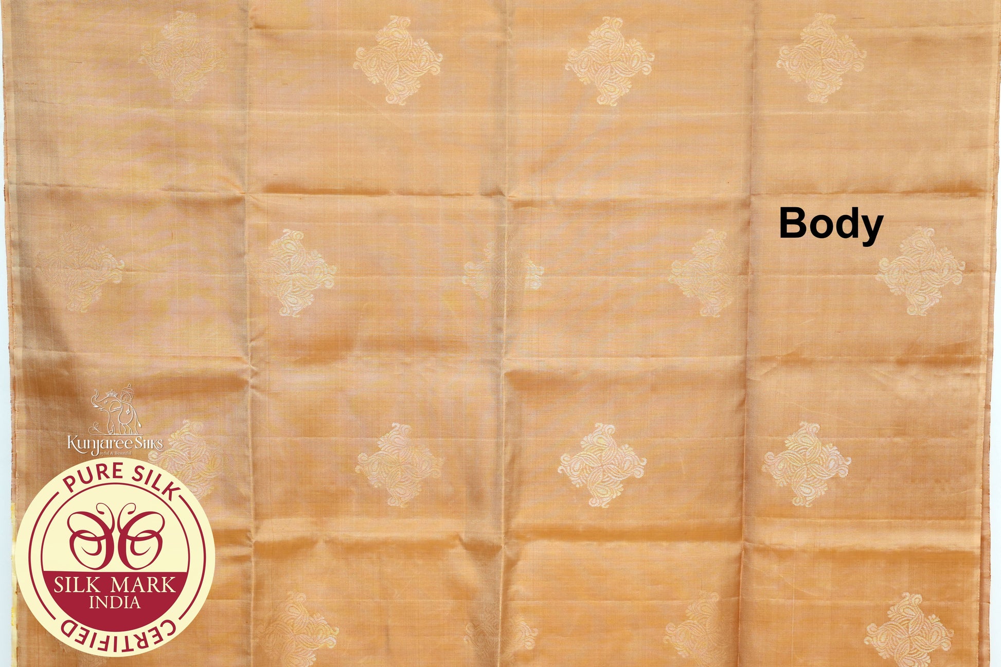 Cream Gold with Biscuit Color Pure Silk Saree