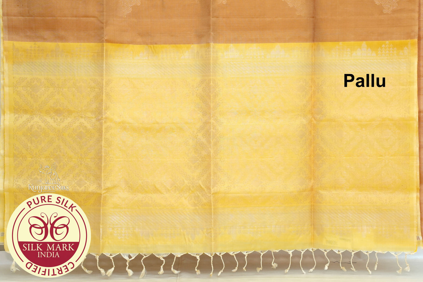 Cream Gold with Biscuit Color Pure Silk Saree