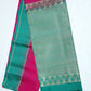Pure Handloom Soft Silk Saree in Rani Pink with Teal Green Zari Pallu