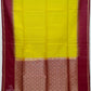 Lemon Yellow with Maroon Pure Silk Saree