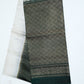 Half White with Bottle Green Color Pure Silk Saree