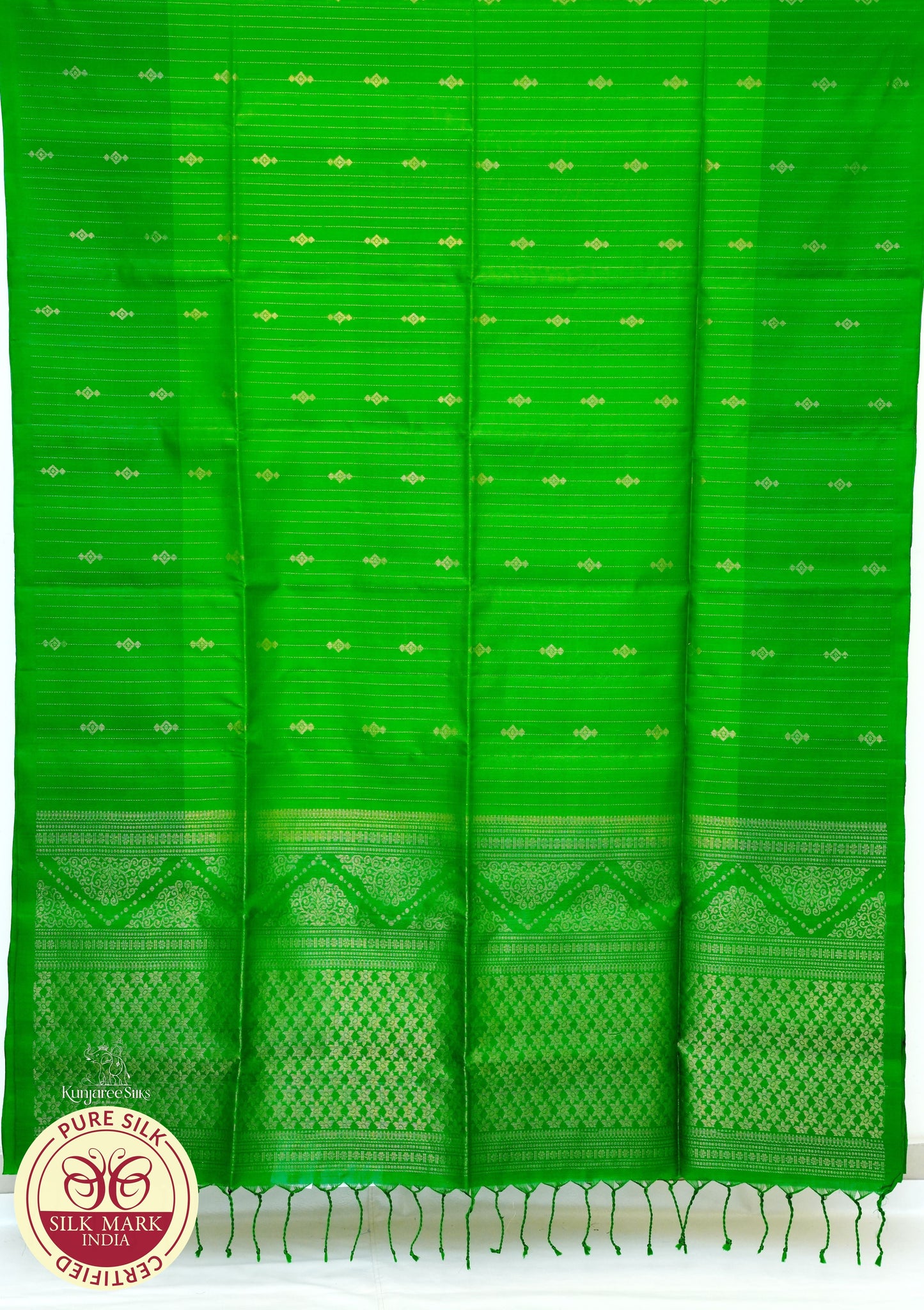 Bottle Green With Golden Pure Silk Sarees